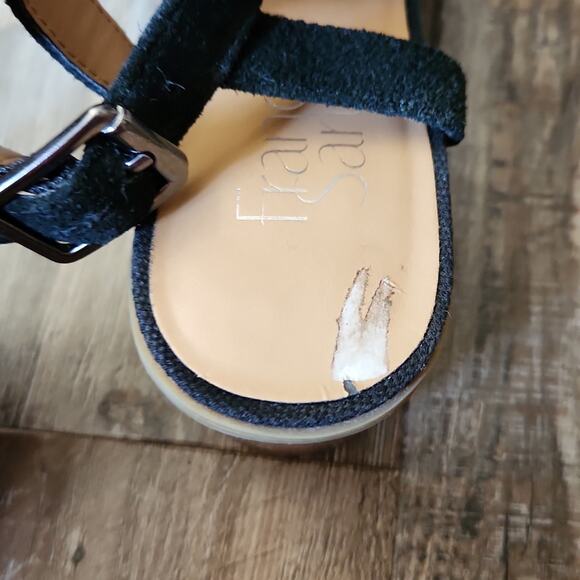 Franco Sarto Harlet2 Black Suede Slingback Sandals Size 7 Peep Toe Neutral Block - Picture 10 of 11